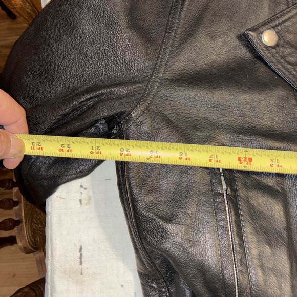 Vtg Fashion Elements Leather Bikers Jacket Men Polyester Lining - Picture 10 of 13